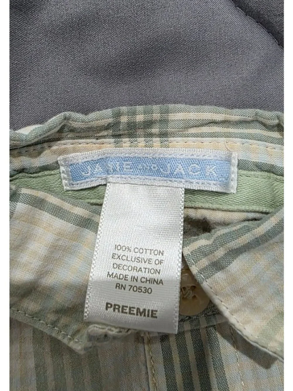 Janie and Jack Baby Boys Plaid Shortall Romper Green Grasshopper Preemie